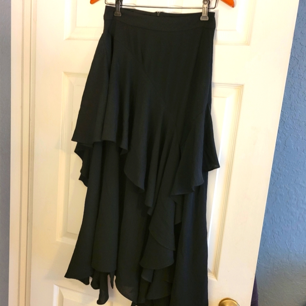 Zara Black Knit Ruffled Skirt Size Medium